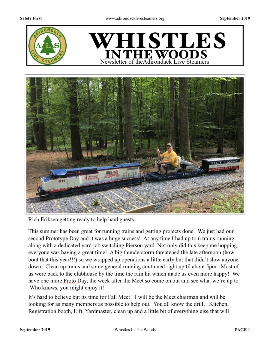 September 2019 Newsletter