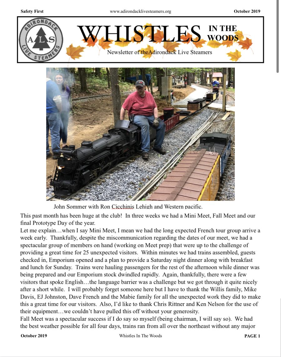 October 2019 Newsletter